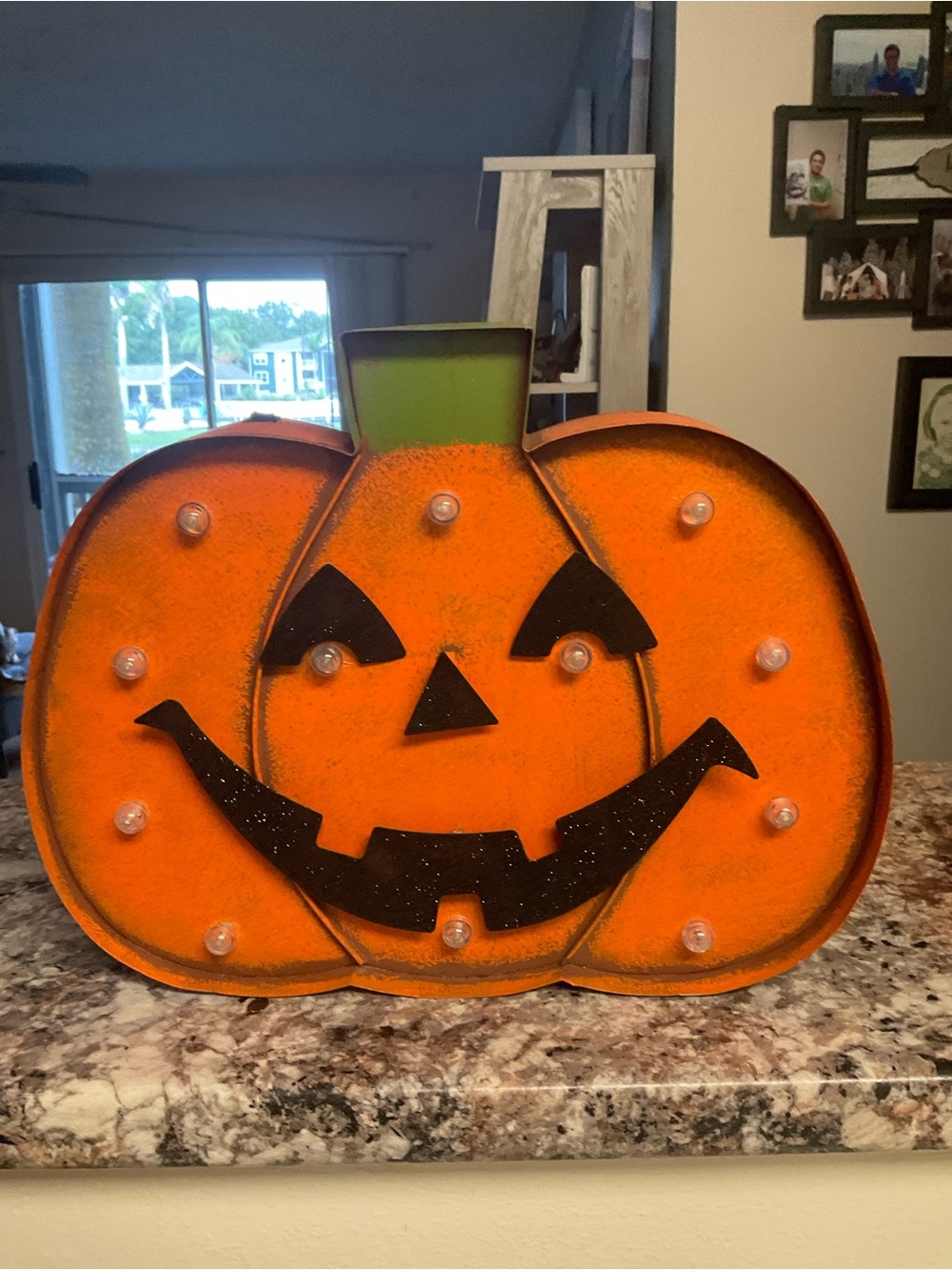 Orange Light-Up Jack-O'-Lantern Holiday Decor 11”x15”